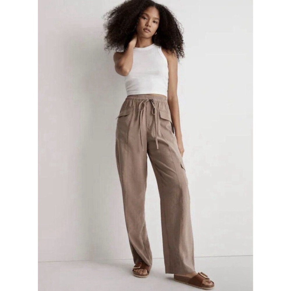 Madewell Softdrape TENCEL Cargo Pants Light Umber XS High Rise Wide Leg NWOT